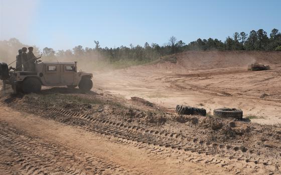 The 122nd Engineering Battalion, South Carolina National Guard, conducts an area clearance mission on Fort Jackson, S.C., in April, 2020, to clear the live hand grenade range using a robotic mine flail. The battalion celebrated its 75th anniversary on July 18, 2021.