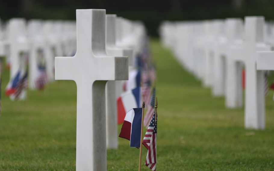 Normandy American Cemetery in Colleville-sur-Mer, France, was the first American-administered cemetery to be established on European soil during World War II. Almost 9,400 people — mostly members of the military who died during Operation Overlord in the summer of 1944 — are buried there.