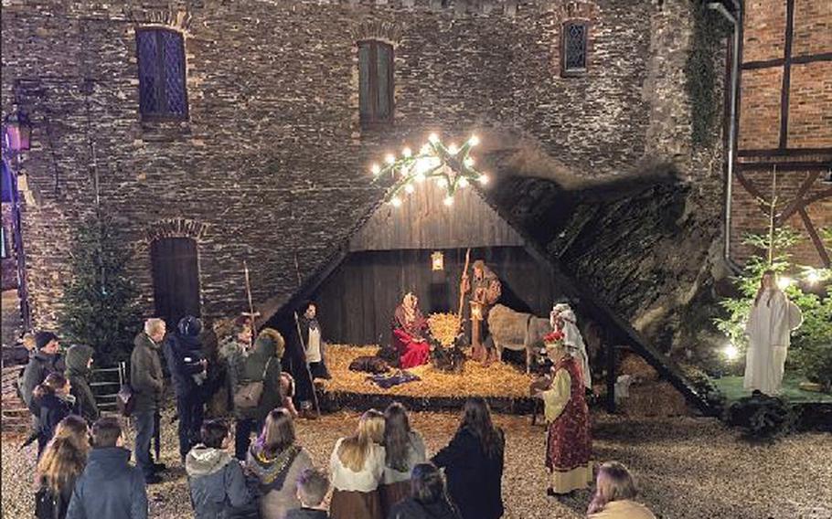 Cochem Castle in Germany makes a stunning backdrop for the living nativity scene staged there every year.