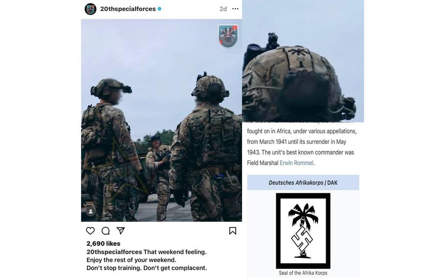 The U.S. Army is investigating how a National Guard unit headquartered in Birmingham posted a photo on social media showing a service member with a helmet patch linked to symbols used by troops for Nazi Germany. The 20th Special Forces Group posted the photo to its official Instagram account showing the patch, which appears to show the SS Totenkopf or “death’s head” image.
