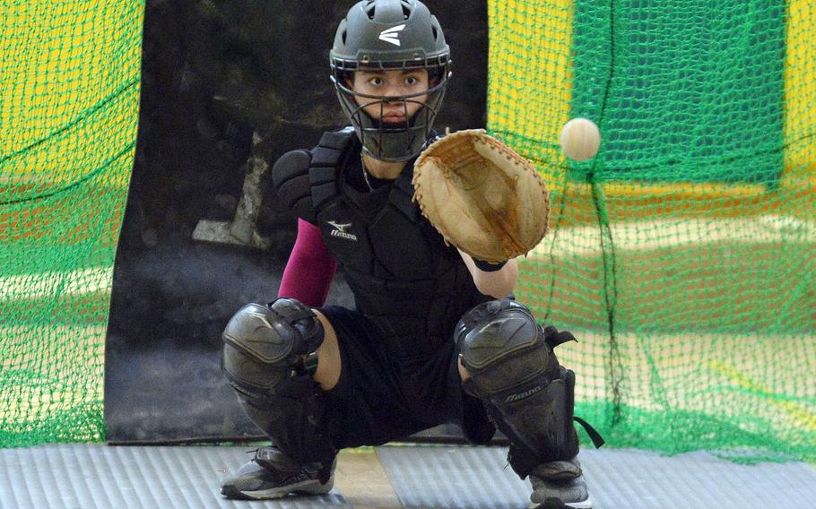 Catcher Douglass Tackney is one of three returning seniors for Robert D. Edgren's baseball team.