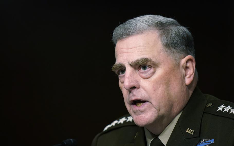 Chairman of the Joint Chiefs of Staff Gen. Mark Milley speaks during a Senate Armed Services Committee hearing on the conclusion of military operations in Afghanistan and plans for future counterterrorism operations, Tuesday, Sept. 28, 2021, on Capitol Hill in Washington. 