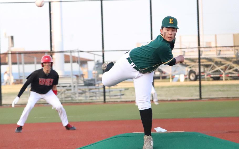 Charles Richardson pitches.