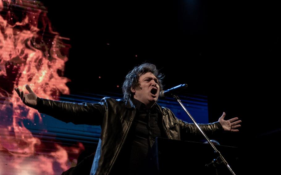 Javier Milei speaks during a campaign rally in Buenos Aires on Nov. 6, 2021. 