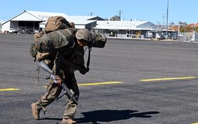 A U.S. Marine on a flightline.
