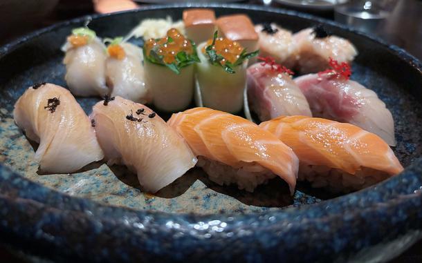 The Aubrey's signature nigiri platter, including yellowtail topped with dead ants, is reminiscent of the quality and flavors found only in Japan. 