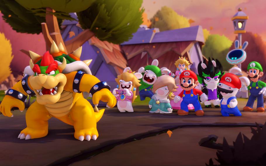 As in the original Mario + Rabbids game, players can switch out among three team members (from a total of nine heroes) at any time so they can layer movement and attacks.