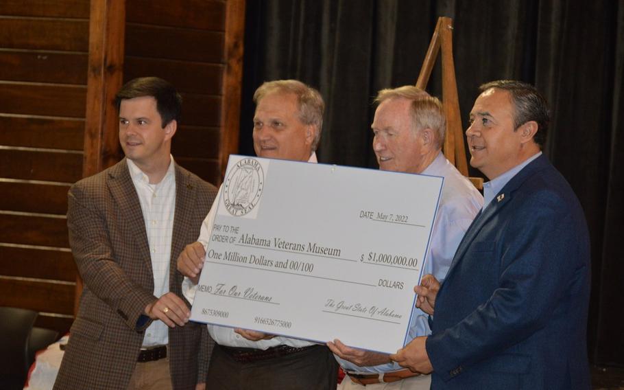  The Alabama Veterans Museum & Archives received a $1 million appropriation from Gov. Kay Ivey Saturday , May 7, 2022, at its May Coffee Call event. 