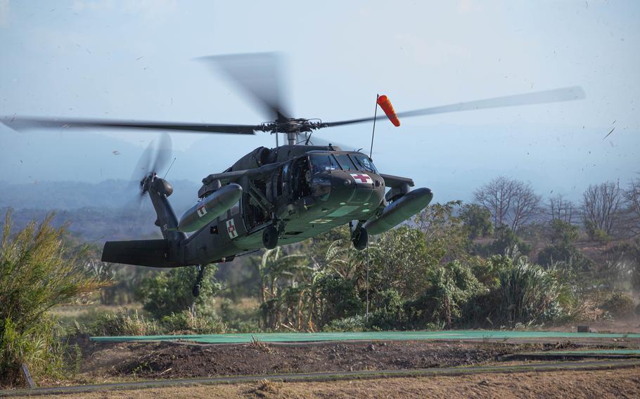 U.S. soldiers from the 25th Infantry Division and Australian troops conducted medical evacuation training during the Super Garuda Shield exercise in Puslatpur, Indonesia, Aug. 30, 2023. 