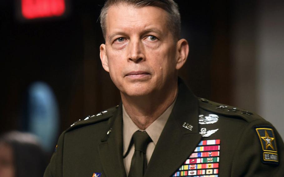 

Army Lt. Gen. Daniel Hokanson testifies before the U.S. Senate Committee on Armed Services at a Capitol Hill confirmation hearing for his appointment to the grade of general and to be chief of the National Guard Bureau, June 18, 2020.