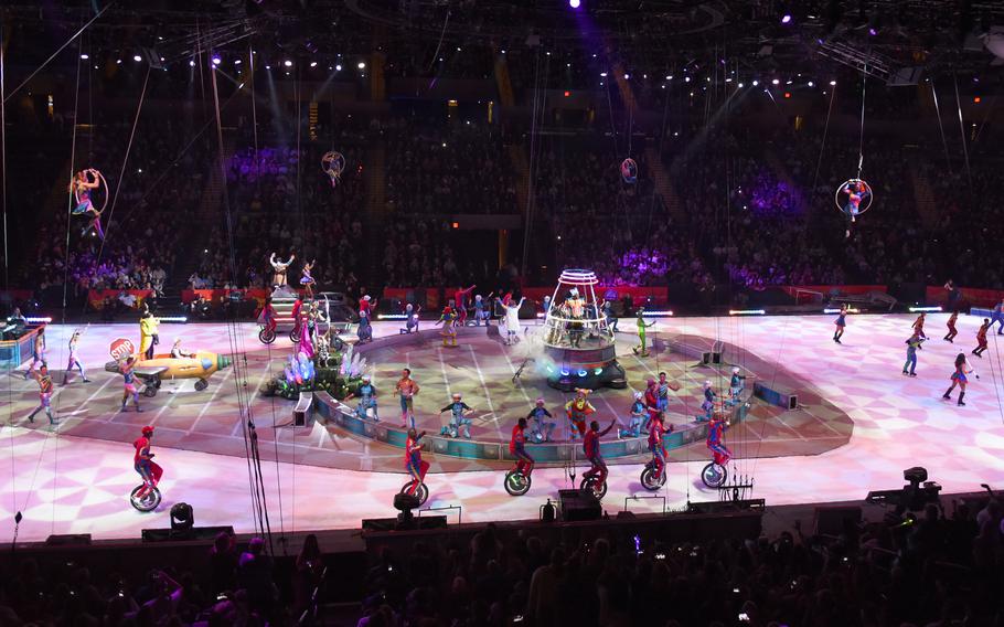 The finale of the Ringling Bros. and Barnum & Bailey Circus farewell performance is seen on May 21, 2017, at the Nassau Veterans Memorial Coliseum in Uniondale, N.Y.