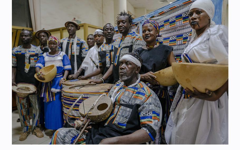 Members of the Sahel team backstage. The week-long festival, typically held every two years, is intended to promote the diversity of cultures across Burkina Faso’s 13 regions, celebrating everything from traditional dance to wrestling to cooking. 