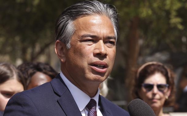 SANTA MONICA, CA - JULY 22, 2022 - - California Attorney General Rob Bonta during a press conference in Santa Monica on July 22, 2022. Bonta today announced the arrest of Don Azul in connection with an alleged years-long scheme to defraud families with relatives who served in the military, as well as the University of California (UC) and California State University (CSU) systems. (Genaro Molina / Los Angeles Times)