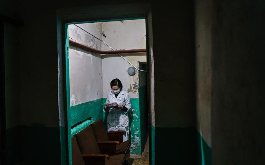 Nurses at a local maternity hospital work underground after it had its exterior damaged by bombardment in Kharkiv, Ukraine, Friday, March 25, 2022.