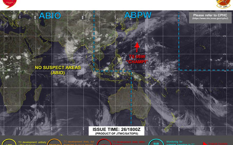 Champi continues to weaken, remains forecast to pass well southeast of Tokyo-Kanto Plain.