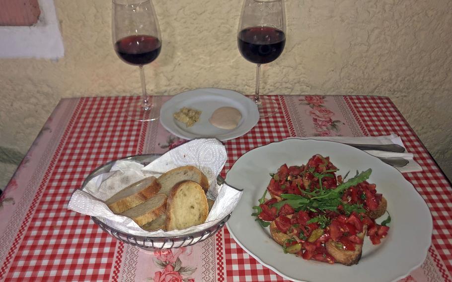 The bruschetta as served at Trattoria Da Balbi in Wiesbaden, Germany.