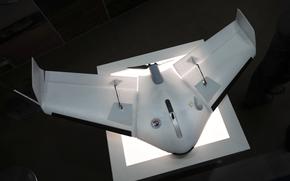 A drone named Oskar by French manufacturer Delair is displayed at the Paris Air Show Tuesday, June 17, 2025 in Le Bourget, north of Paris. (AP Photo/Thibault Camus)