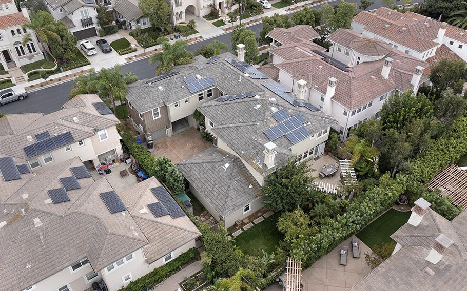 The house that was the home for Malaysian national Leonard Glenn Francis aka “Fat Leonard” before he slipped his ankle bracelet and vanished on the morning of Sept. 4, 2022, is shown at center, 14082 Collins Ranch Place. The Fat Leonard case is considered one of the worst national-security breaches of the US Navy. Fat Leonard bribed a large number of uniformed officers of the United States Seventh Fleet.