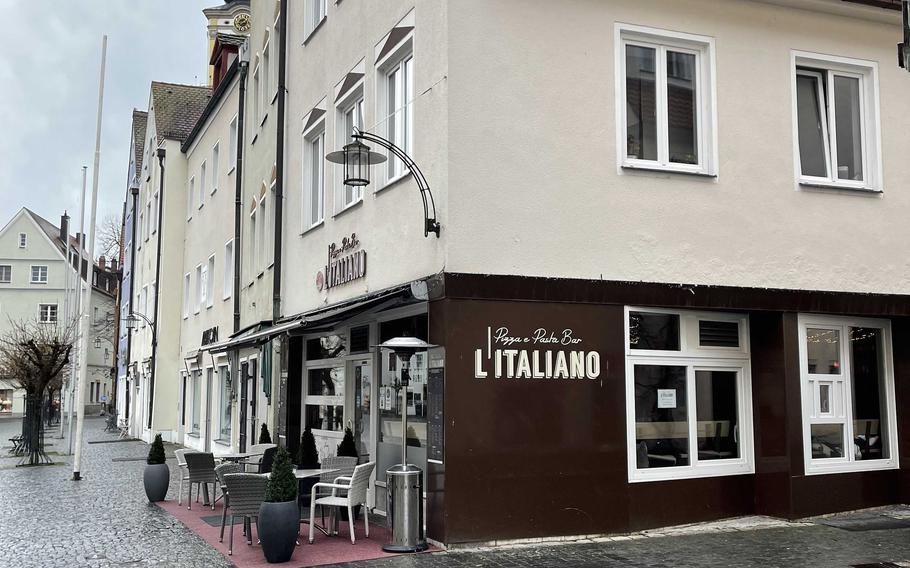 L'Italiano restaurant in Weiden, Germany, shown here Feb. 16, 2022, offers pizza, pasta and other Italian standards. It's within driving distance of the U.S. Army base in Grafenwoehr.