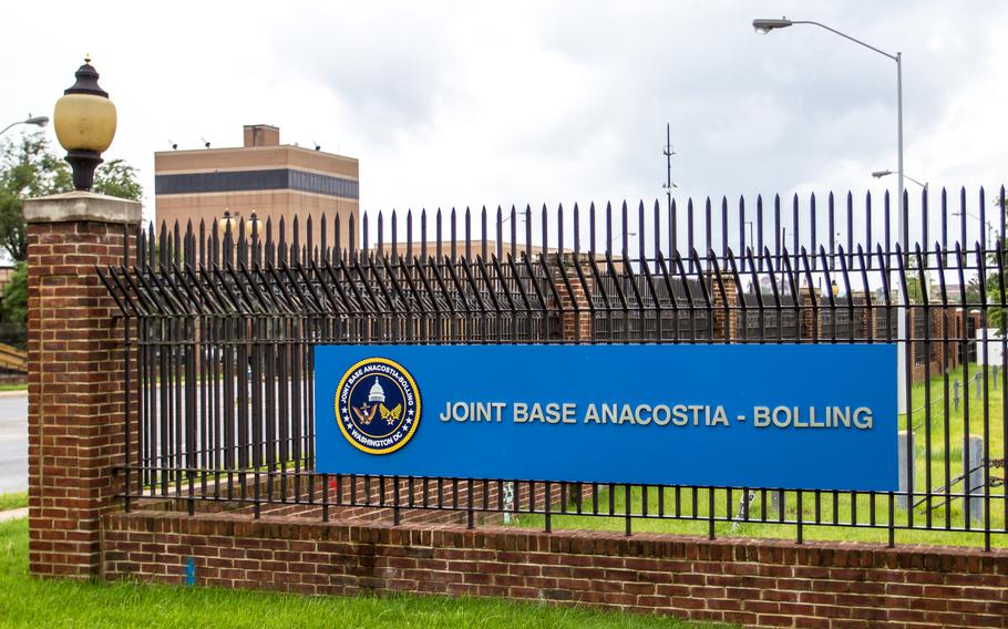 Sign at the entrance to Joint Base Anacostia-Bolling.