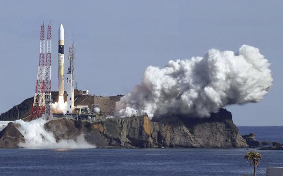 An H2A rocket lifts off from Tanegashima Space Center in Kagoshima, southern Japan Thursday, Jan. 26, 2023. Japan on Thursday successfully launched the rocket carrying a government intelligence-gathering satellite on a mission to watch movements at military sites in North Korea and to improve natural disaster response as part of Tokyo's effort to buildup its military capability citing growing threat in the East Asia.