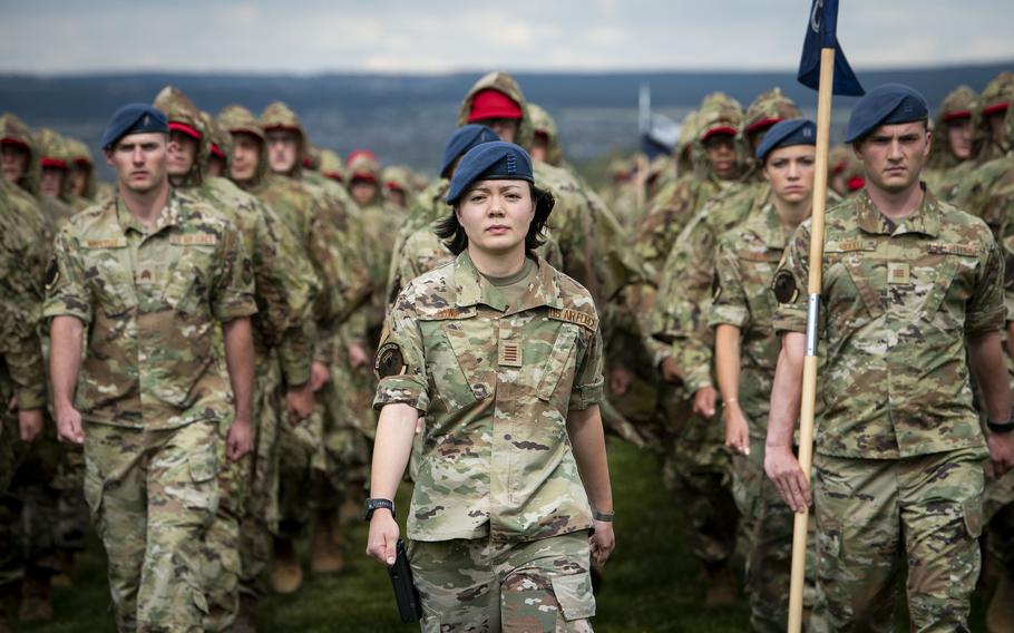 Basic cadets from the Class of 2026 and cadet cadre participate in the annual swearing-in ceremony held on Stillman Field at the U.S. Air Force Academy in Colorado Springs, Colo., June 24, 2022. 