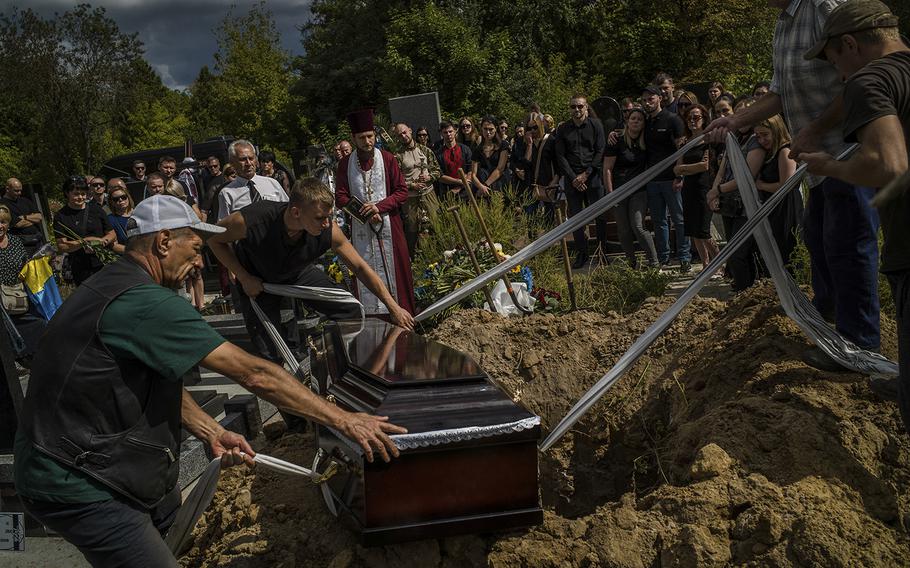 Oleh Finogenov is buried in Berkovtsi cemetery on Aug. 31, 2022.