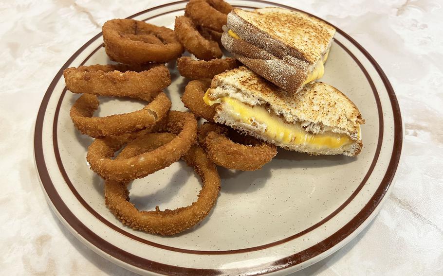 The three-cheese sandwhich with a side of onion rings from Route 16, a 1950s-style diner at Yokota Air Base, Japan.