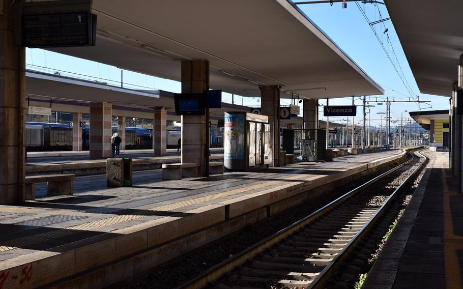 An empty track at the train station in Vicenza.