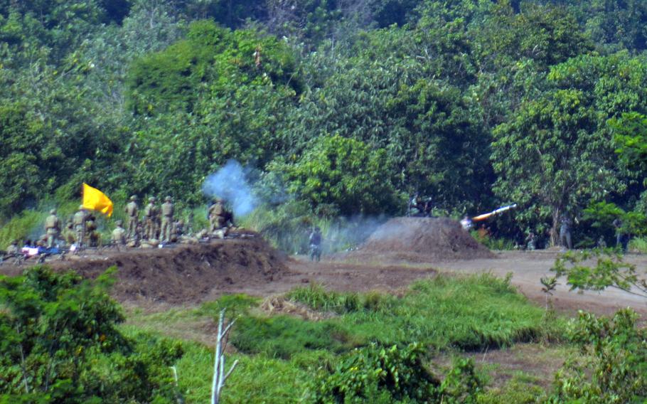 U.S. soldiers fire a Javelin anti-tank missile at Baturaja Training Area, Indonesia, Friday, Aug. 12, 2022. 