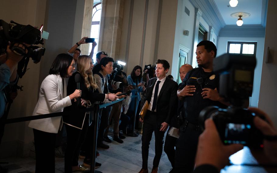 OpenAI CEO Sam Altman arrives for a bipartisan Senate forum on artificial intelligence.