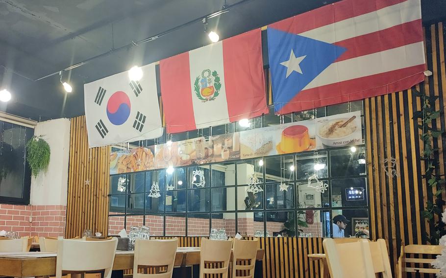 Sabor Peruano offers Peruvian and Puerto Rican dishes near Osan Air Base, South Korea.