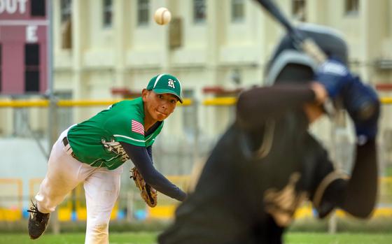 Right-hander Julian Hall pitched the first couple of innings for Kubasaki in Wednesday's final.