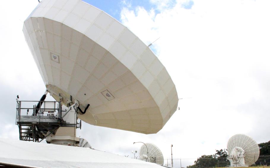 Large, white satellite discs.