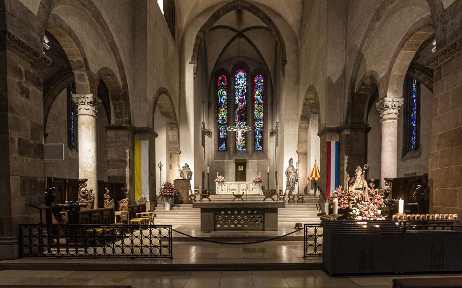The Basilica of St. Willibrord is part of the abbey complex around which the town of Echternach, Luxembourg, was created. The abbey museum introduces visitors to the beautiful manuscripts produced in the scriptorium during medieval times.