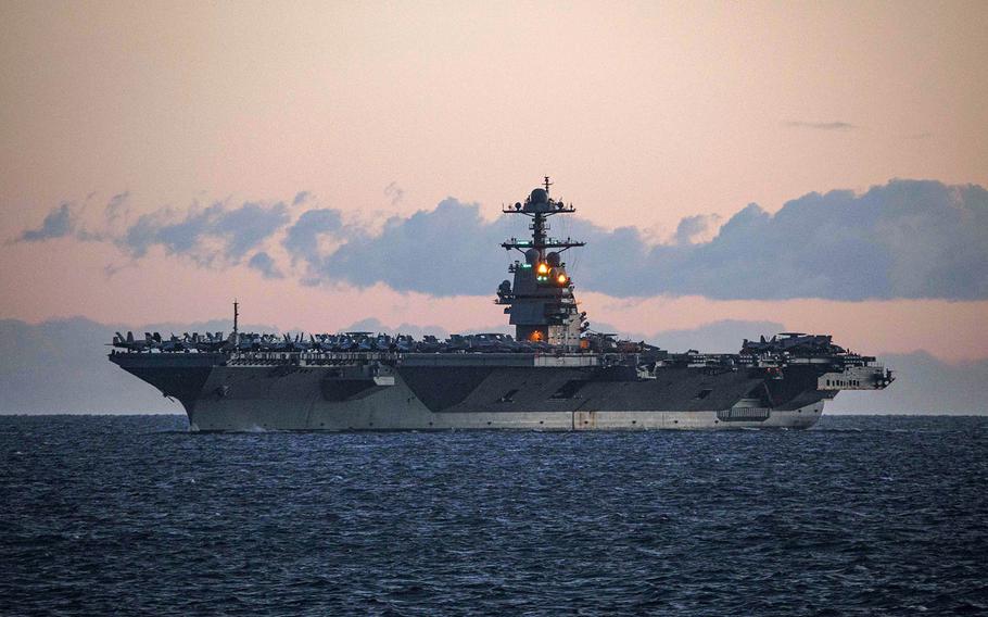 USS Gerald R. Ford leaves the Mediterranean Sea on Jan. 5, 2024, after an eight-month deployment that included a role in U.S. efforts to keep the Israel-Hamas war from broadening.