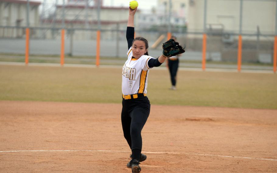 Nao Grove pitches.