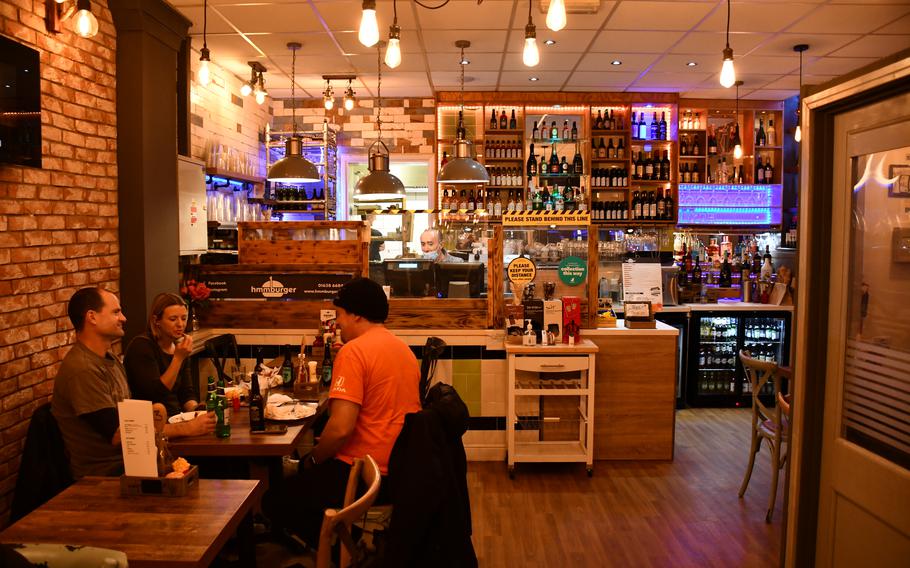 Hmmburger in Newmarket, England, serves gourmet burgers in a casual setting, March 7, 2022. The restaurant is open seven days a week and offers a variety of burger and dessert options. 