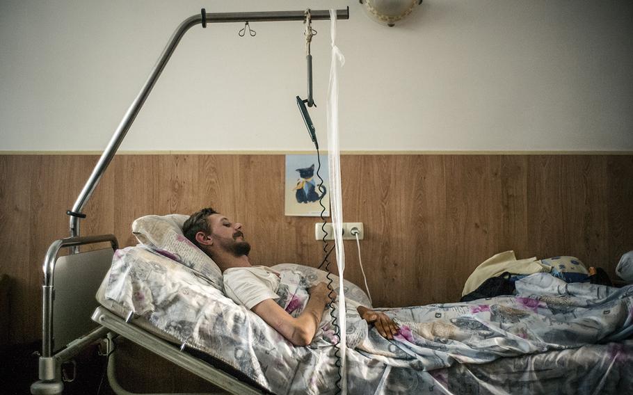 Petro, 30, is one of many Ukrainian soldiers now being treated at medical facilities in southern Ukraine as casualties mount in Ukraine's offensive to retake Kherson. MUST CREDIT: Photo for The Washington Post.