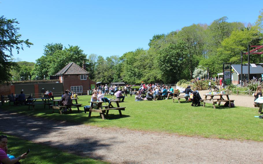 ROARR! Dinosaur Adventure theme park, located about an hour from RAF Lakenheath, allows visitors to bring their own food and eat in the designated picnic areas. 