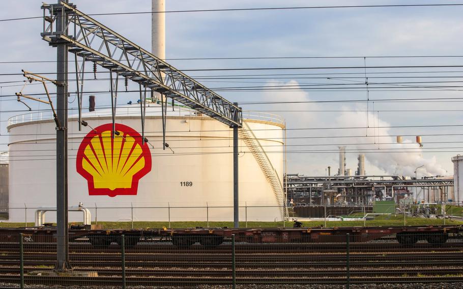 The Shell Pernis refinery in Rotterdam, Netherlands, is shown on April 27, 2021.