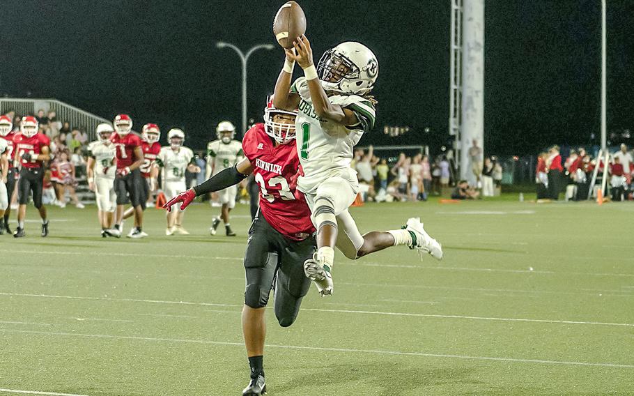 Kubasaki's Carlos Cadet caught one of two touchdown passes thrown by Trajon Weaver.