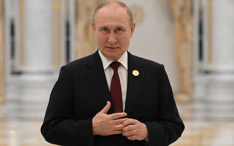 Russian President Vladimir Putin speaks to the media after the summit of Caspian Sea littoral states in Ashgabat, Turkmenistan, Thursday, June 30, 2022. The International Criminal Court said Friday, March 17, 2023 it has issued an arrest warrant for Russian President Vladimir Putin for war crimes because of his alleged involvement in abductions of children from Ukraine. 
