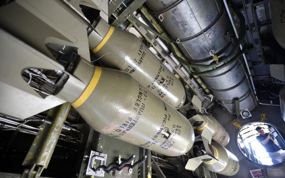 This view is of the inside of the bomb bay of “Fifi.”