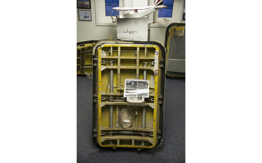 On Jan. 21, 1968, an Air Force B-52 crashed on the sea ice of North Star Bay, just off Thule. The aircraft was carrying four hydrogen bombs on a mission over Baffin Bay when a cabin fire forced the crew to abandon the aircraft before they could land at Thule. This is a door recovered from the plane, at the base museum.