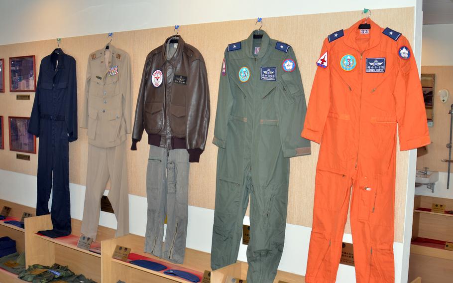 Old U.S. military uniforms are displayed at Chuan Kang Air Base in Taichung, Taiwan, Jan. 13, 2023.
