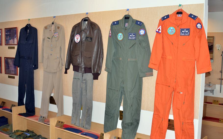 Old U.S. military uniforms are displayed at Chuan Kang Air Base in Taichung, Taiwan, Jan. 13, 2023.