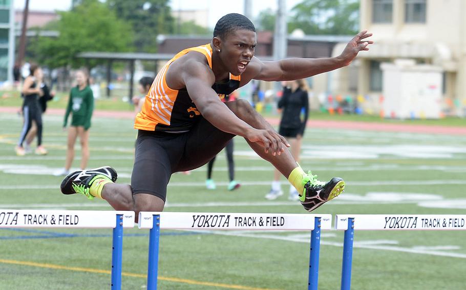 Kadena's Quince Reese qualified for Tuesday's finals of both the 110 and 300 hurdles in the Far East meet.