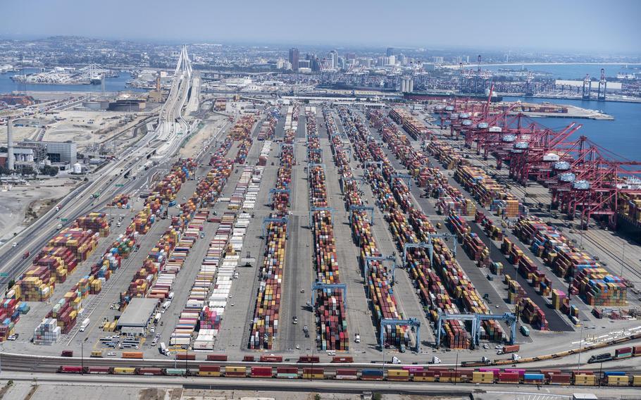 A hectic and overcrowded Port of Los Angeles in September.