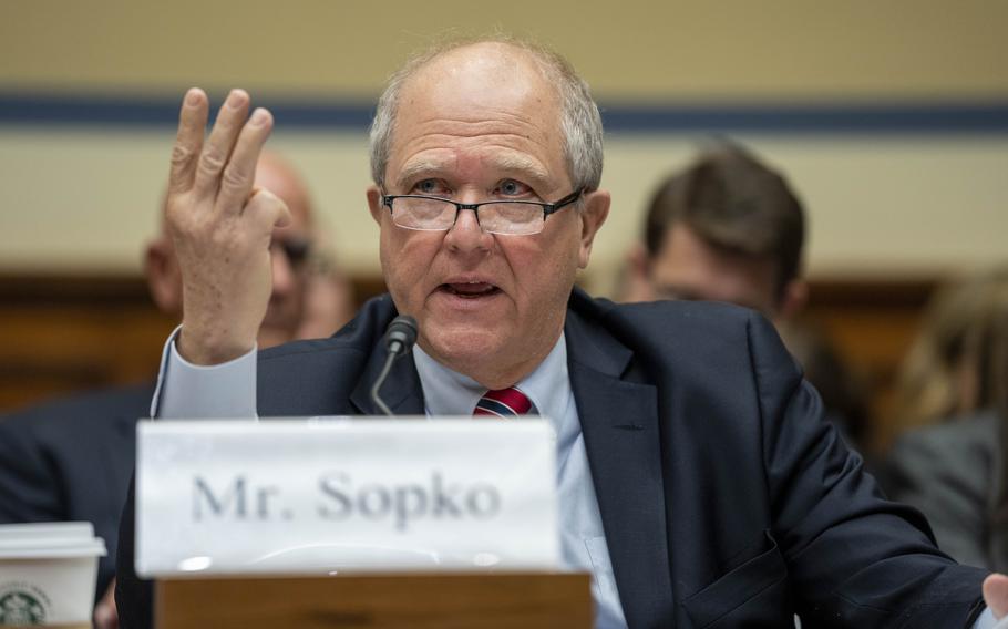 Special Inspector General for Afghanistan Reconstruction John Sopko speaks Wednesday, April 19, 2023, during a hearing of the House Oversight and Accountability Committee concerning the U.S. withdrawal from Afghanistan.